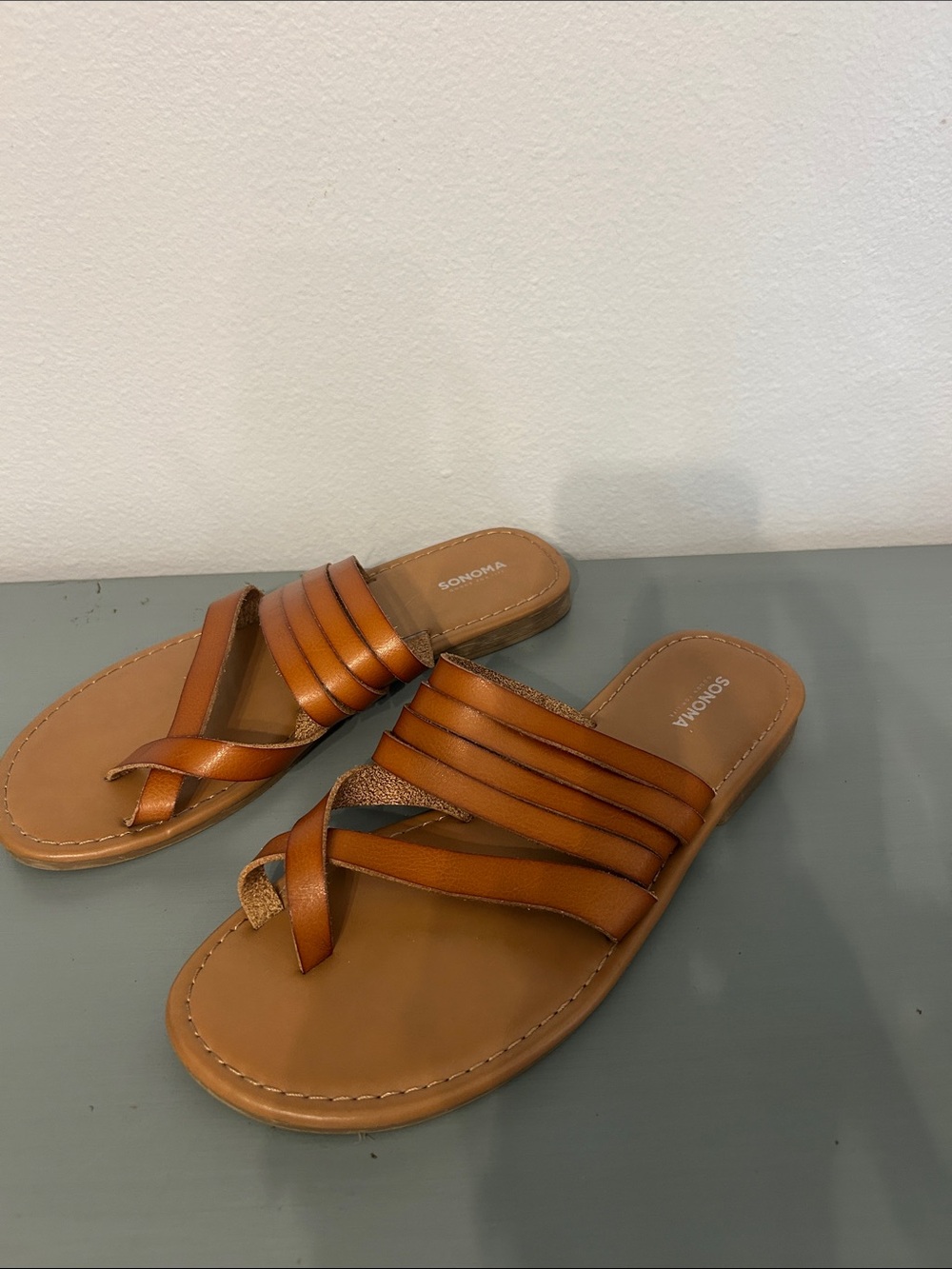 Sonoma Cognac Multi-Strap Slide Sandals